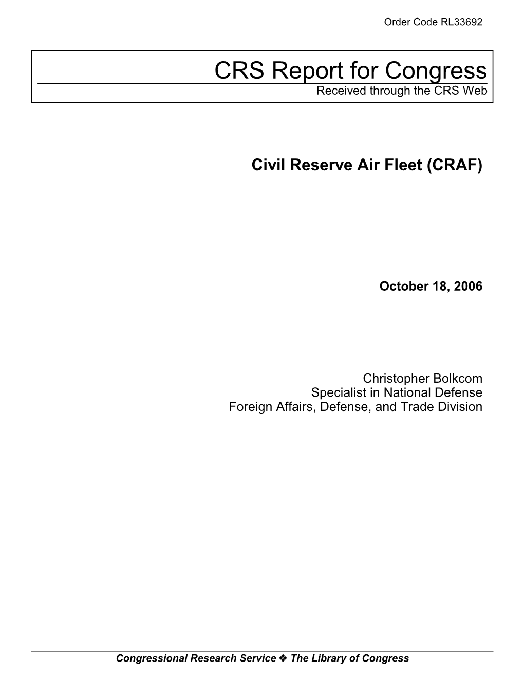 Civil Reserve Air Fleet (CRAF)