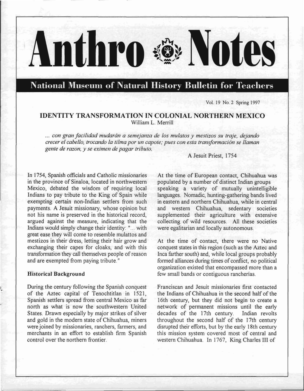 National Museulti of Natural History Bulletin for Teachers