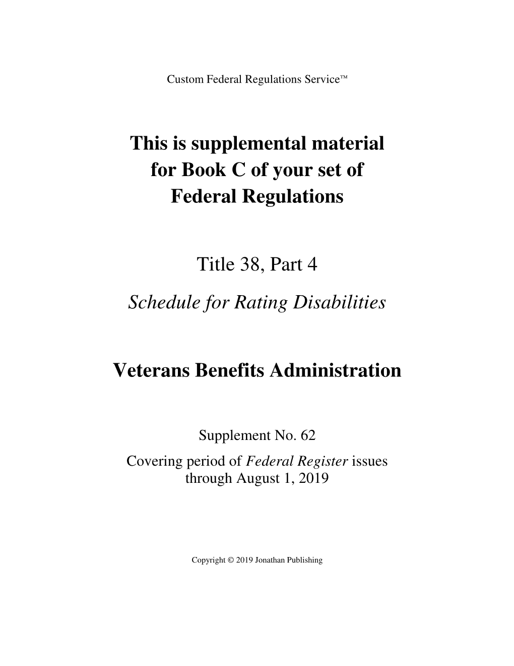 Title 38, Part 4 Schedule for Rating Disabilities