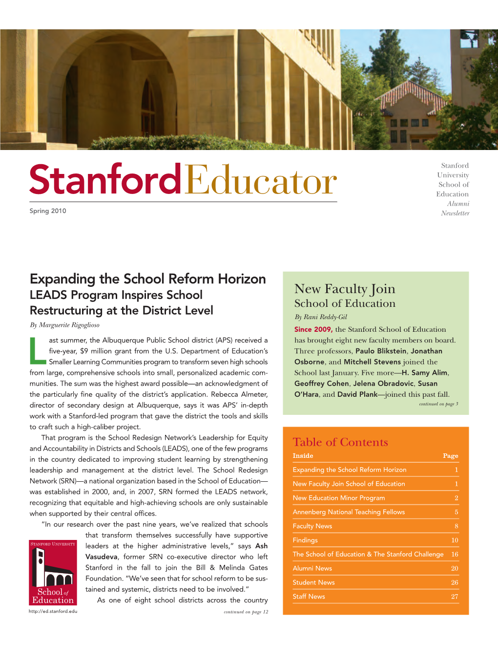 Stanfordeducator Education Alumni Spring 2010 Newsletter