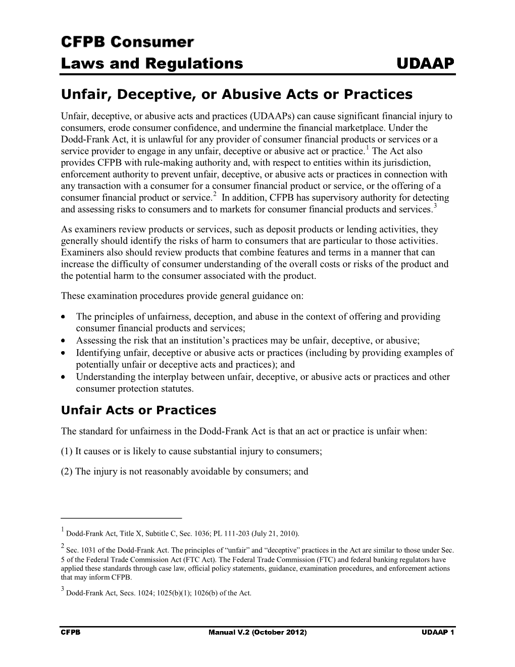 Unfair, Deceptive, Or Abusive Acts and Practices (Udaaps)