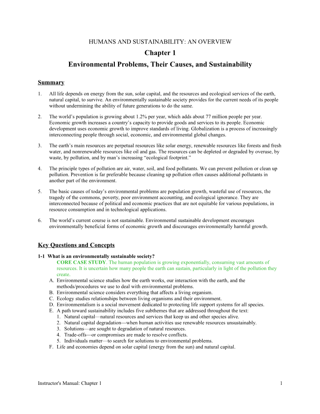 Humans and Sustainability: an Overview