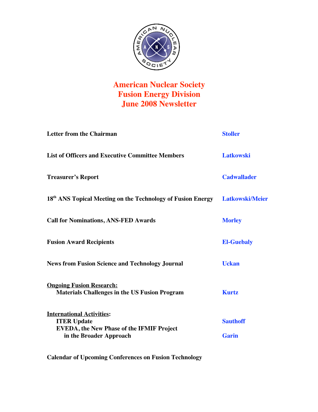 FED ANS June 08 Newsletter