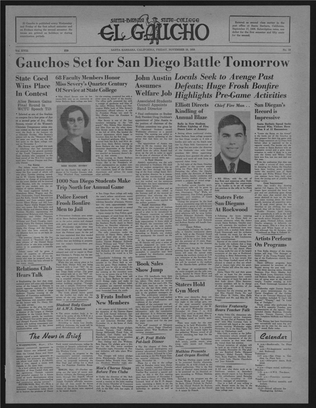 Gauchos Set for San Diego Battle Tomorrow