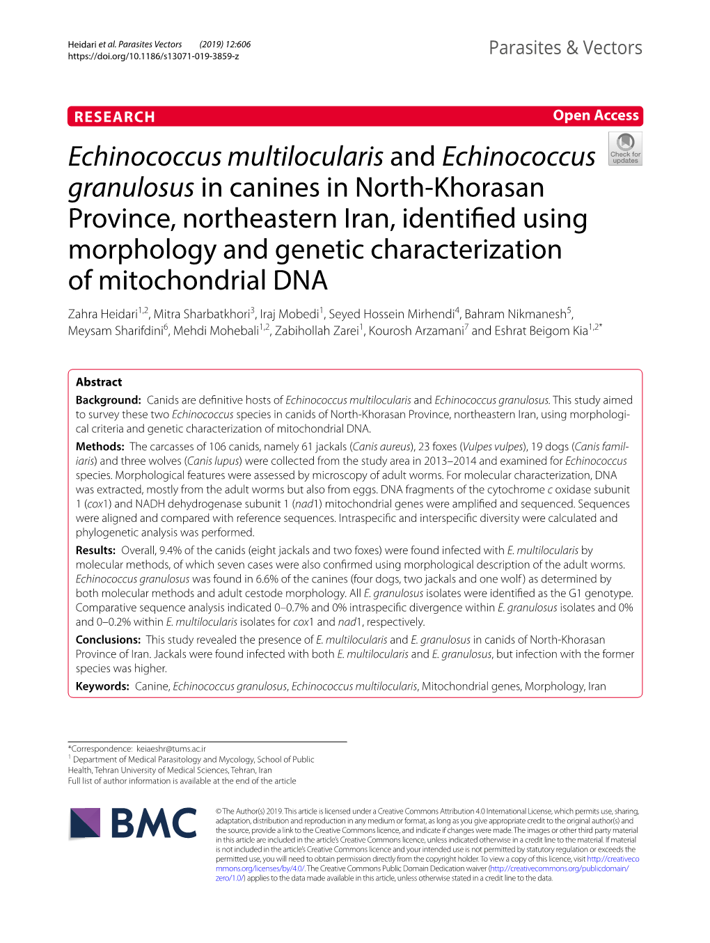 Echinococcus Multilocularis and Echinococcus Granulosus In
