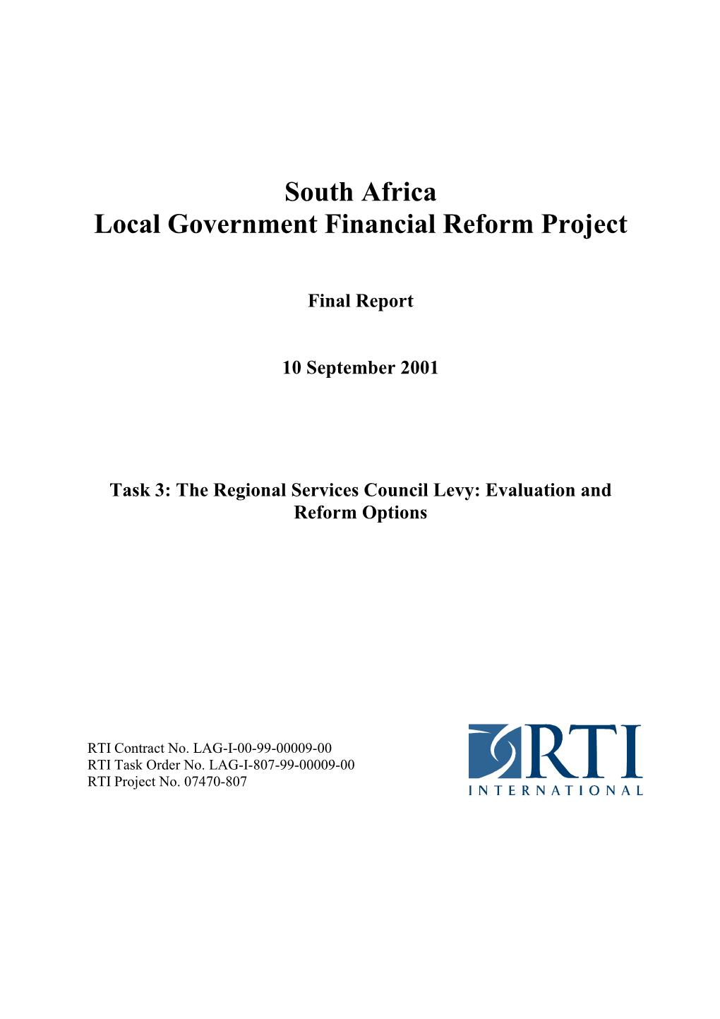 South Africa Local Government Financial Reform Project