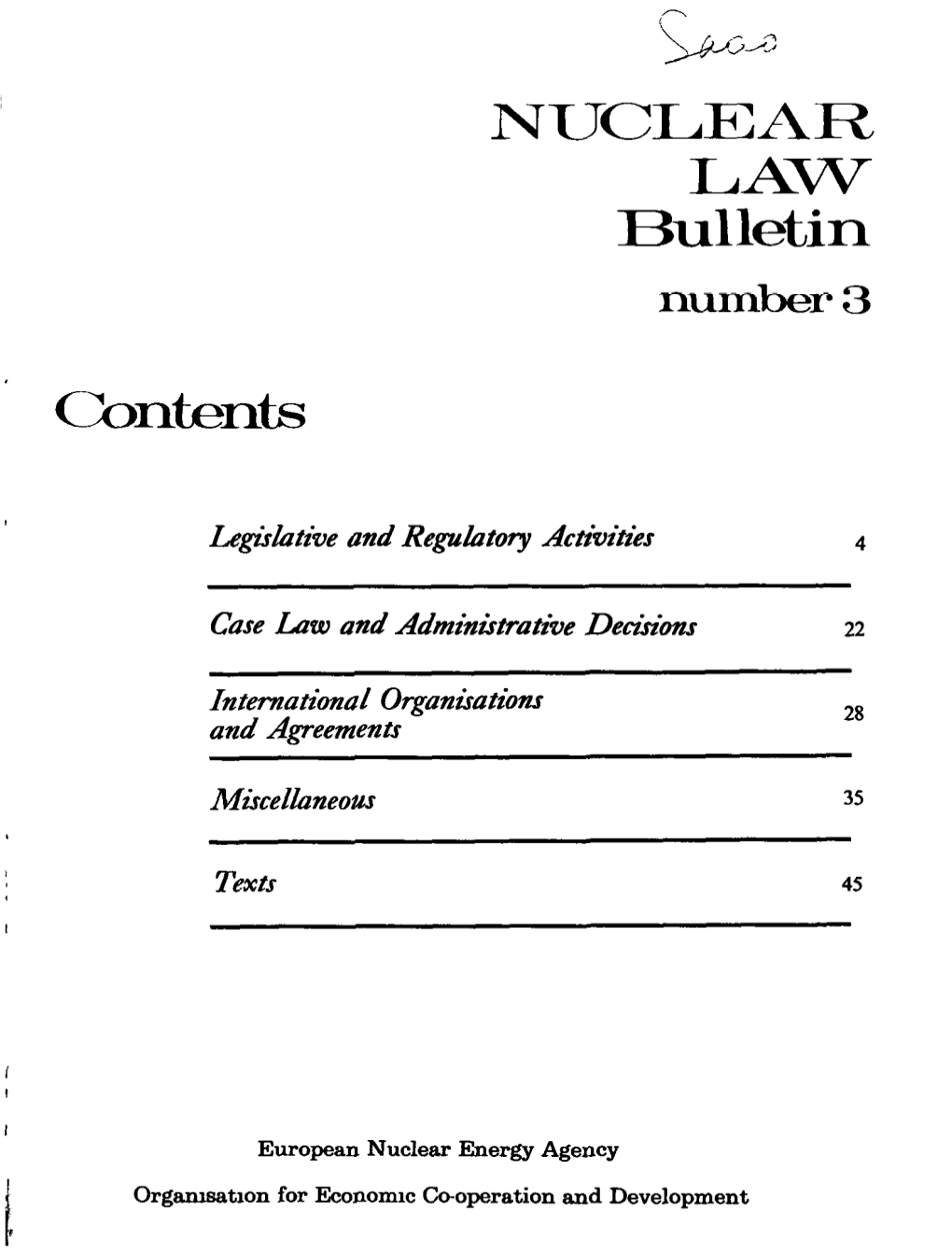 Nuclear Law Bulletin No. 3