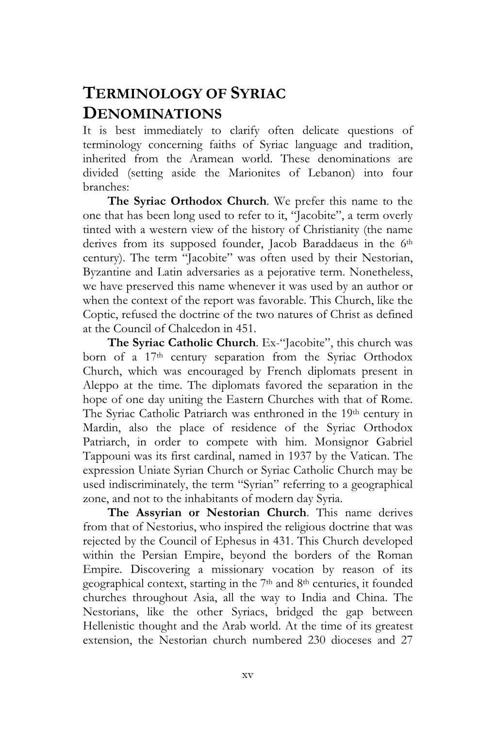 Terminology of Syriac Denominations