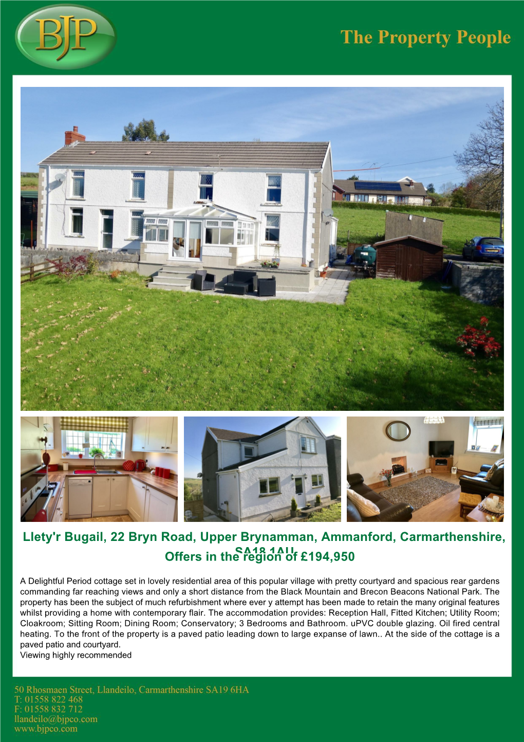 Bryn Road, Upper Brynamman, Ammanford, Carmarthenshire, Offers in the Region of SA18 1AU £194,950