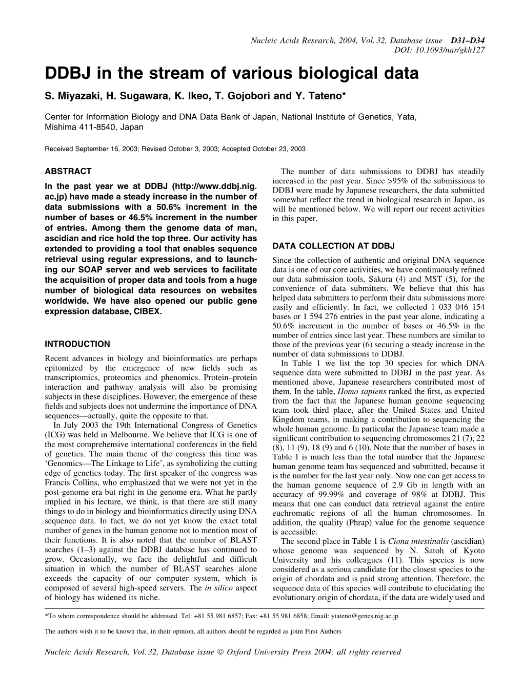 DDBJ in the Stream of Various Biological Data