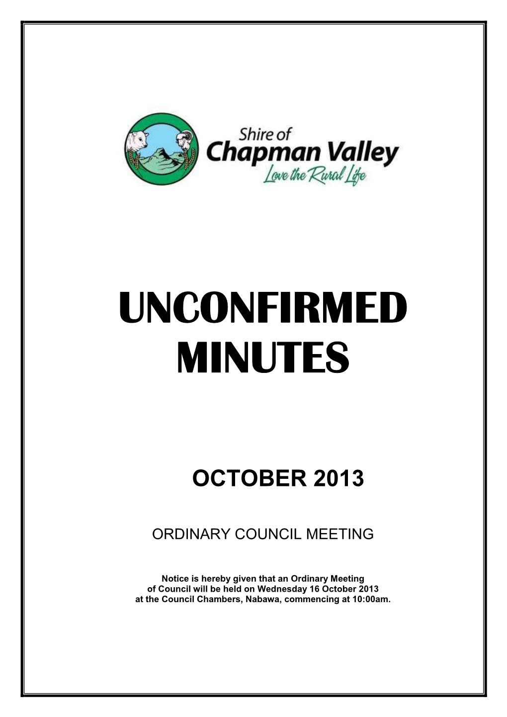 Unconfirmed Minutes