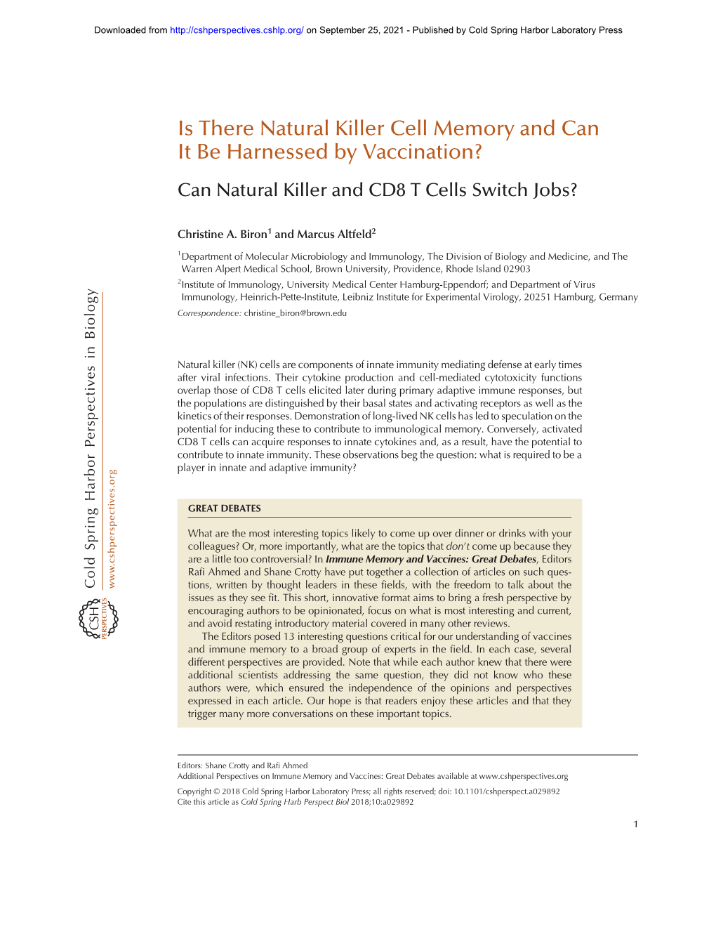 Is There Natural Killer Cell Memory and Can It Be Harnessed by Vaccination?