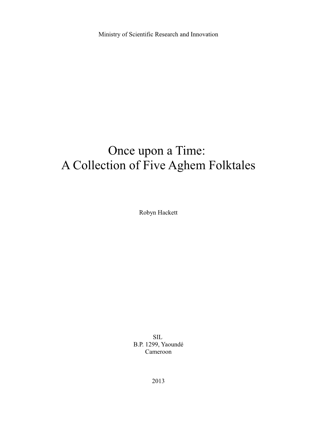 A Collection of Five Aghem Folktales
