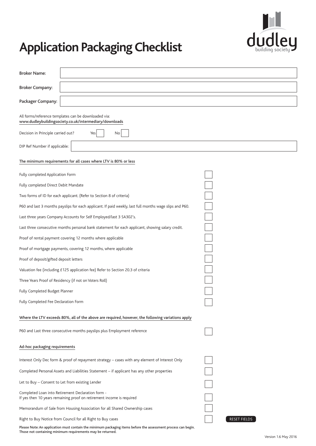 Application Form & Checklist