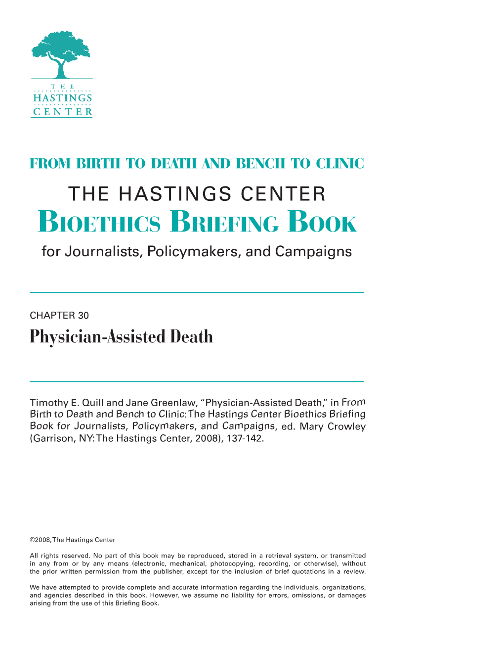 Bioethics Briefing Book for Journalists, Policymakers, and Campaigns, Ed