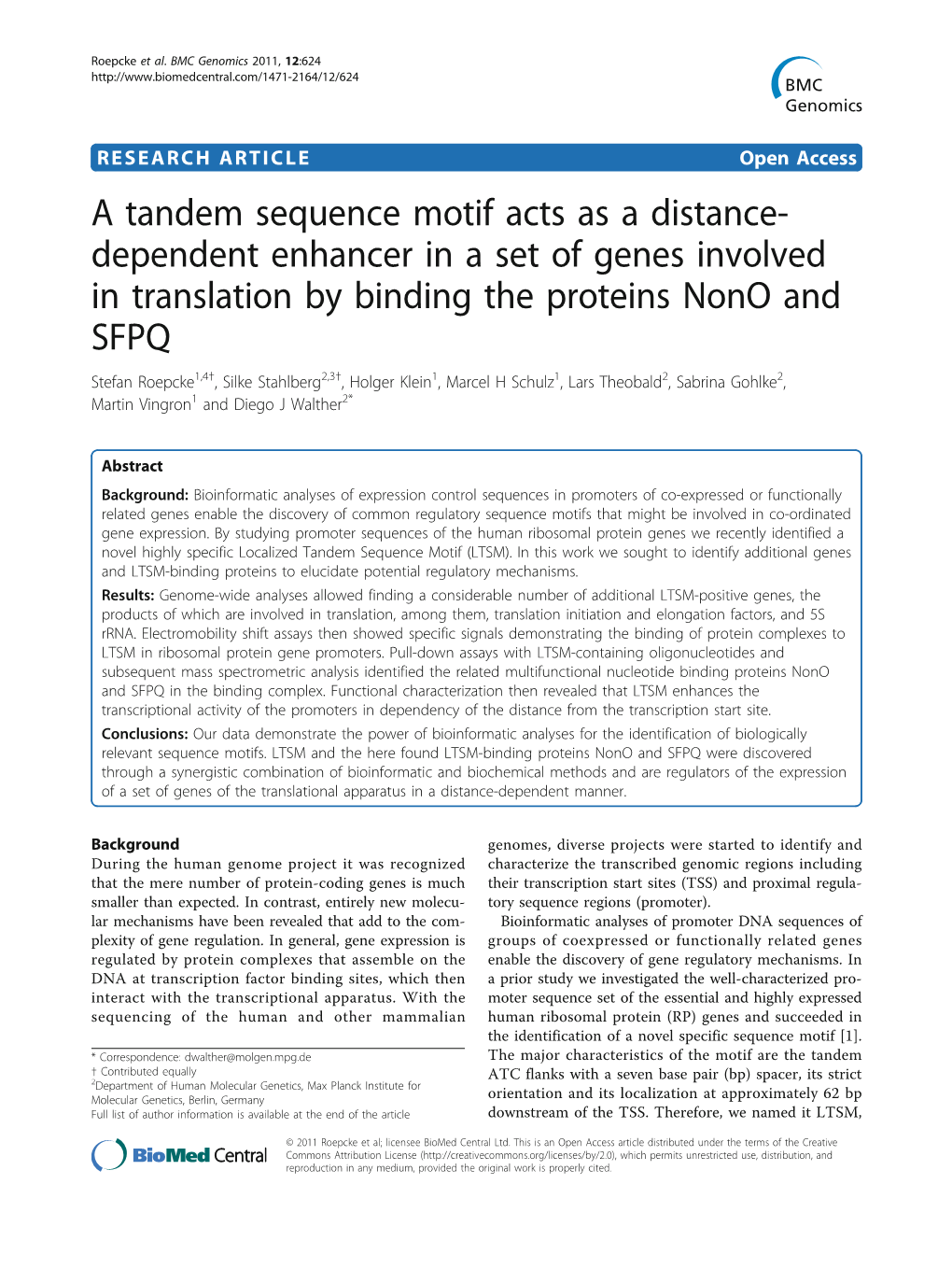 A Tandem Sequence Motif Acts As a Distance- Dependent Enhancer in A