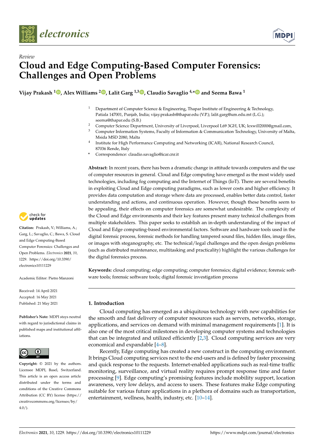 Cloud and Edge Computing-Based Computer Forensics: Challenges and Open Problems