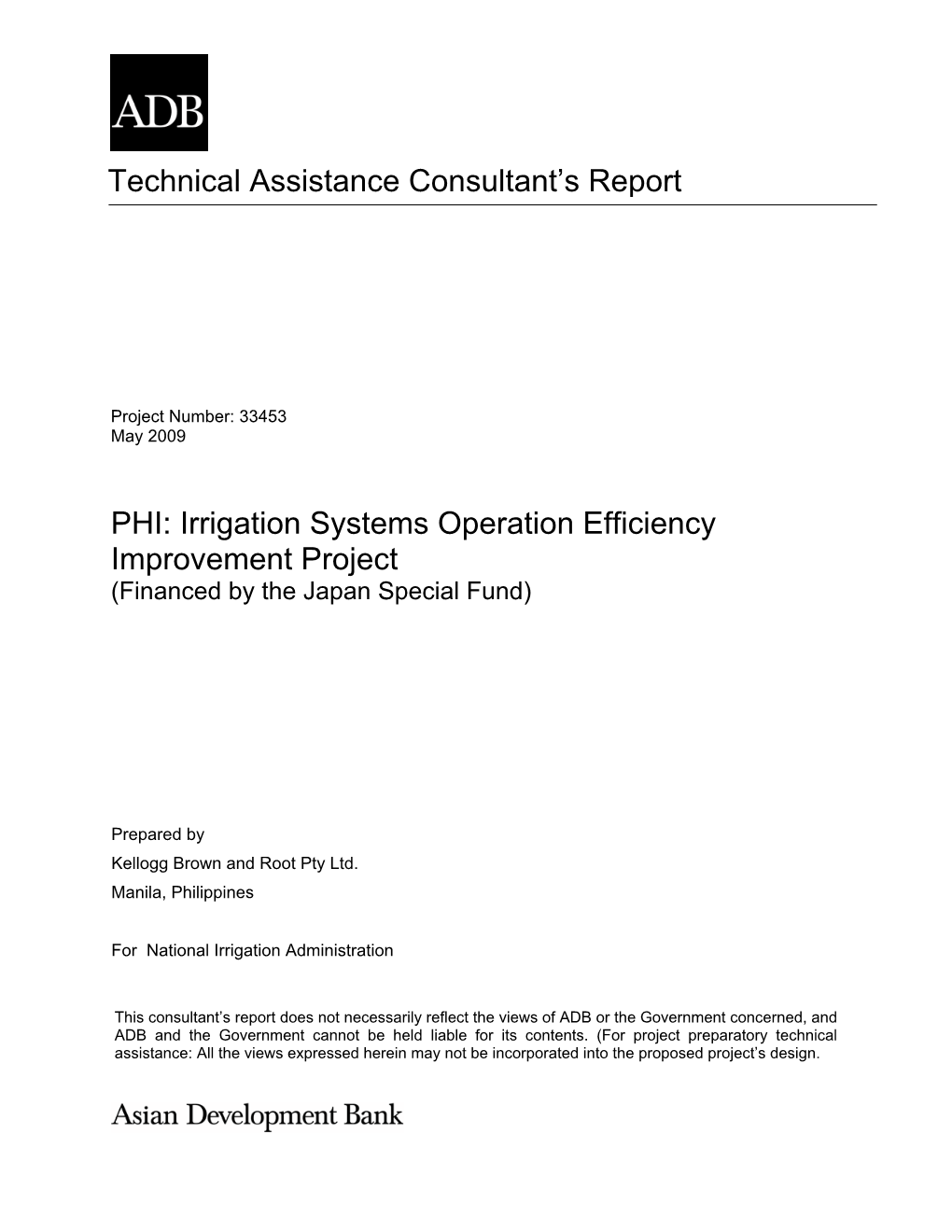 Irrigation Systems Operation Efficiency Improvement Project (Financed by the Japan Special Fund)