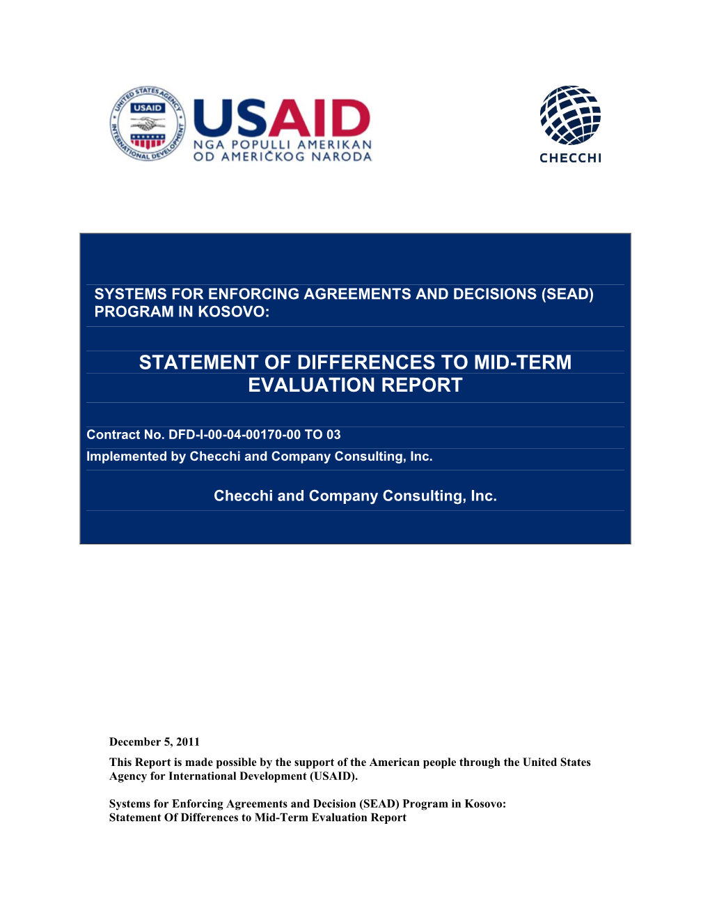 Statement of Differences to Mid-Term Evaluation Report