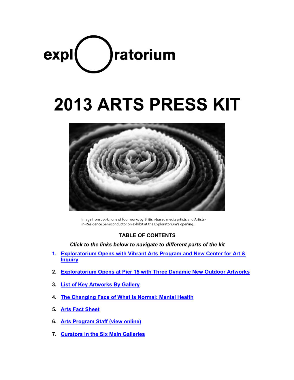 2013 Arts Press Kit