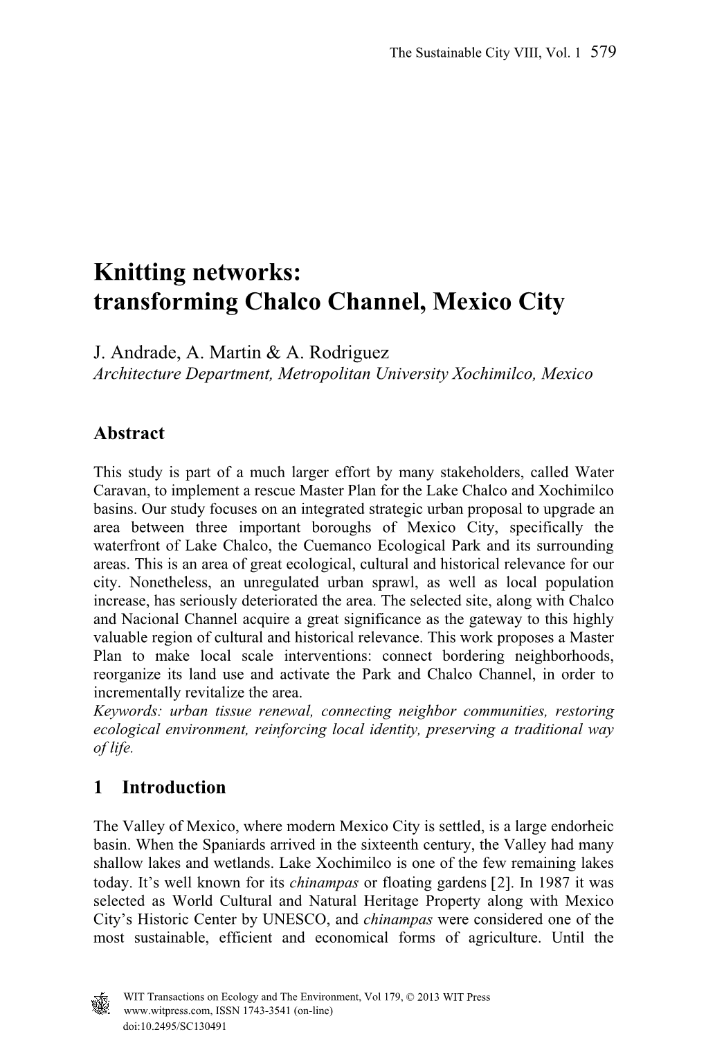 Transforming Chalco Channel, Mexico City