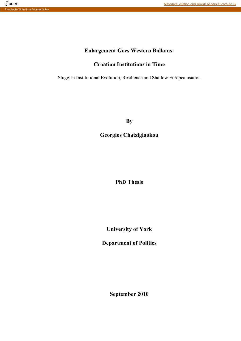 Croatian Institutions in Time by Georgios Chatzigiagkou