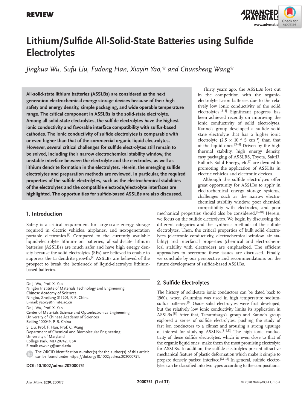 Lithium/Sulfide All‐Solid‐State Batteries Using Sulfide Electrolytes