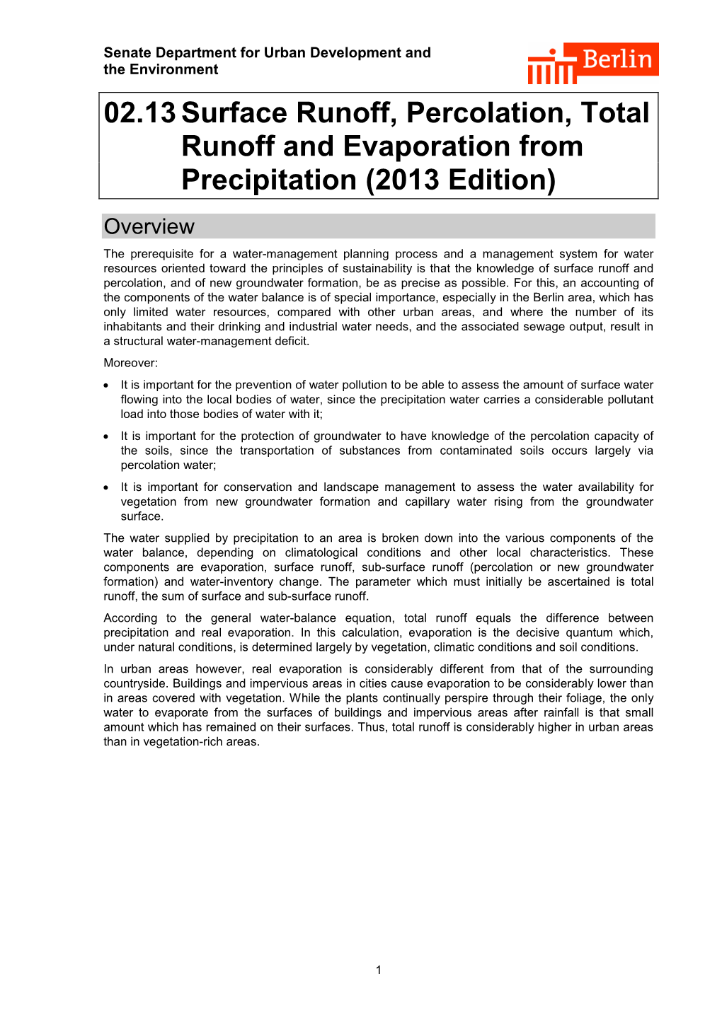 02.13 Surface Runoff, Percolation, Total Runoff and Evaporation From