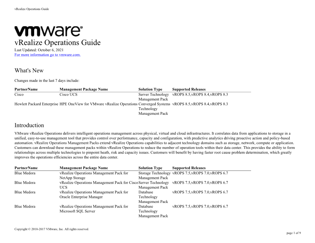 Vrealize Operations Guide