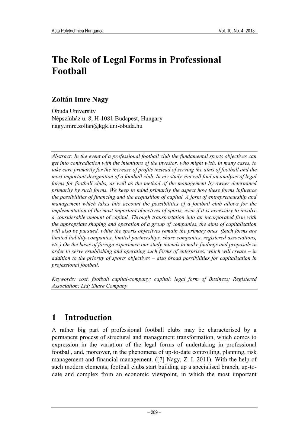 The Role of Legal Forms in Professional Football