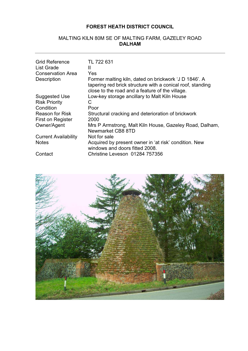 Forest Heath District Council Malting Kiln 80M Se Of