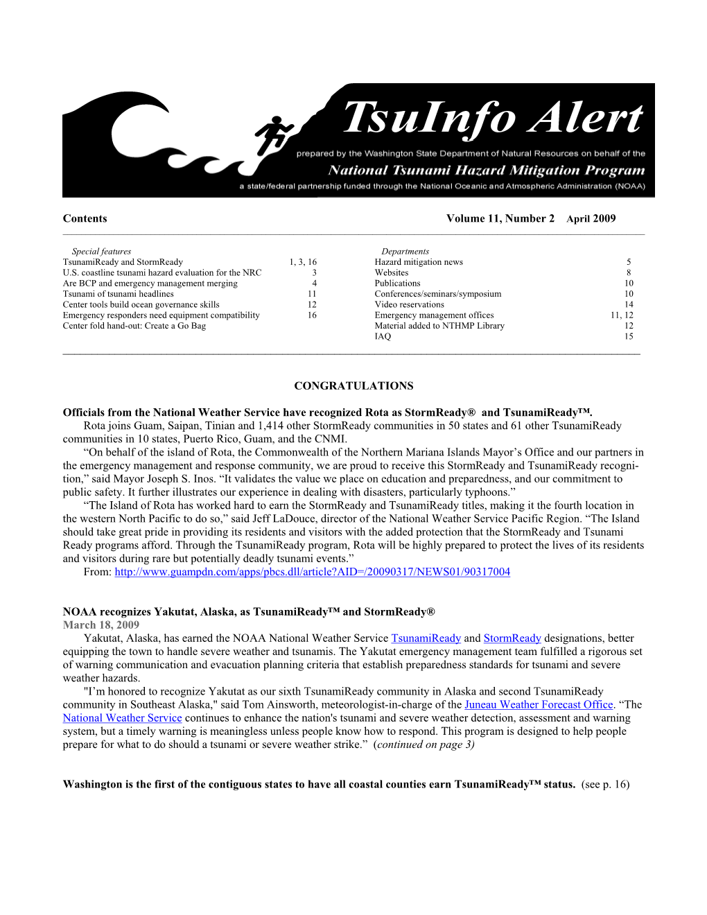 Tsuinfo Alert, April 2009