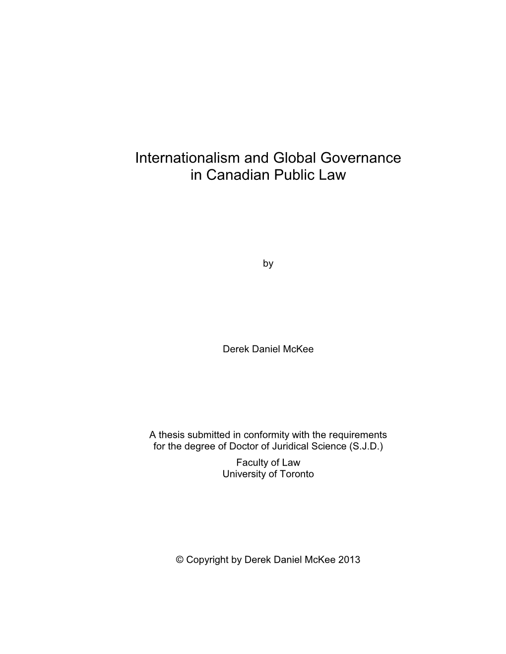 Internationalism and Global Governance in Canadian Public Law