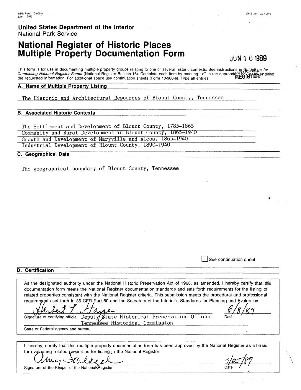 National Register of Historic Places Multiple Property Documentation Form