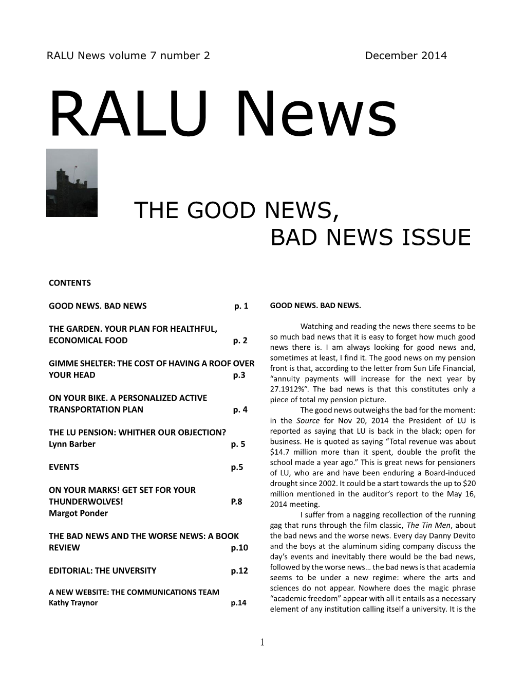 RALU News Volume 7 Number 2 December 2014