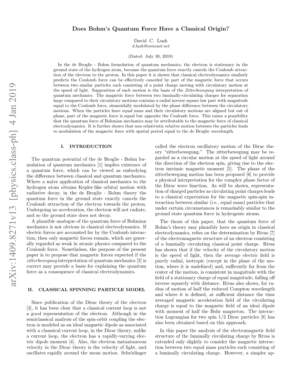 Arxiv:1409.8271V13 [Physics.Class-Ph] 4 Jan 2019 Eoiyi H Ia Hoyi H Eoiyo Ih,And Schr¨Odinger Light, Motion