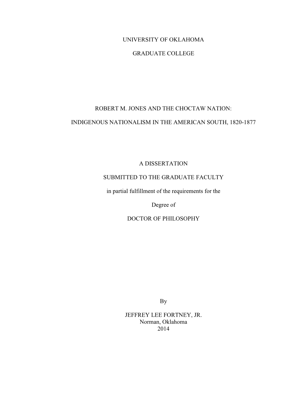 Indigenous Nationalism in the American South, 1820-1877