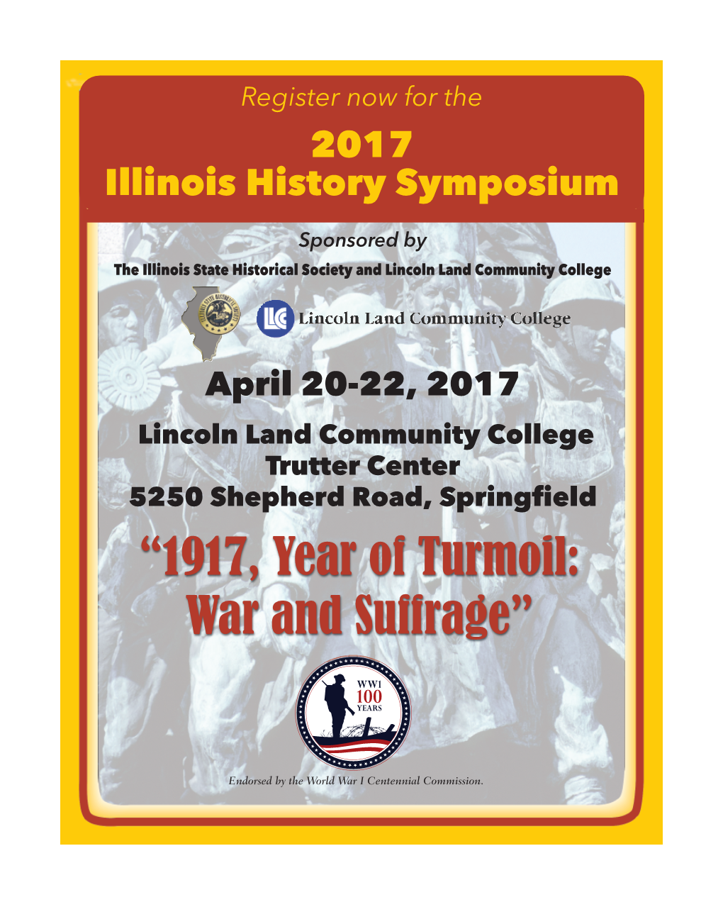 Illinois History Symposium to Focus on Commemoration of WWI and Suffrage in Illinois