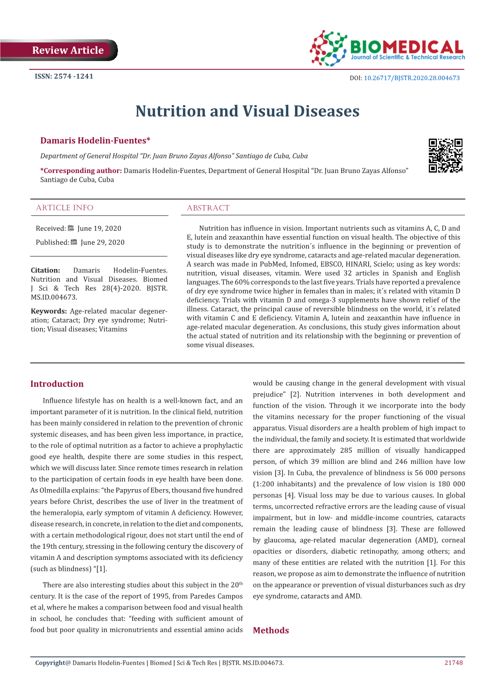 Nutrition and Visual Diseases