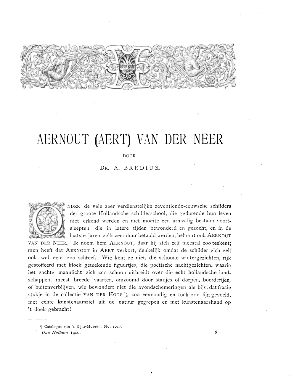 AERNOUT (AERT) VAN DER NEER DOOR DR. A. BREDIUS. Hdeh De