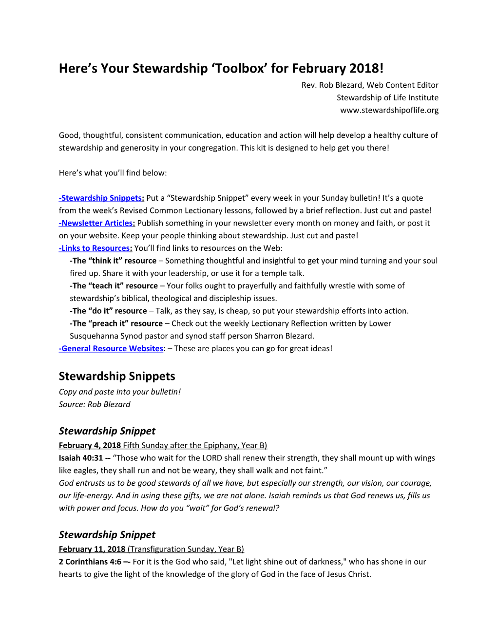 Here S Your Stewardship Toolbox for February 2018!