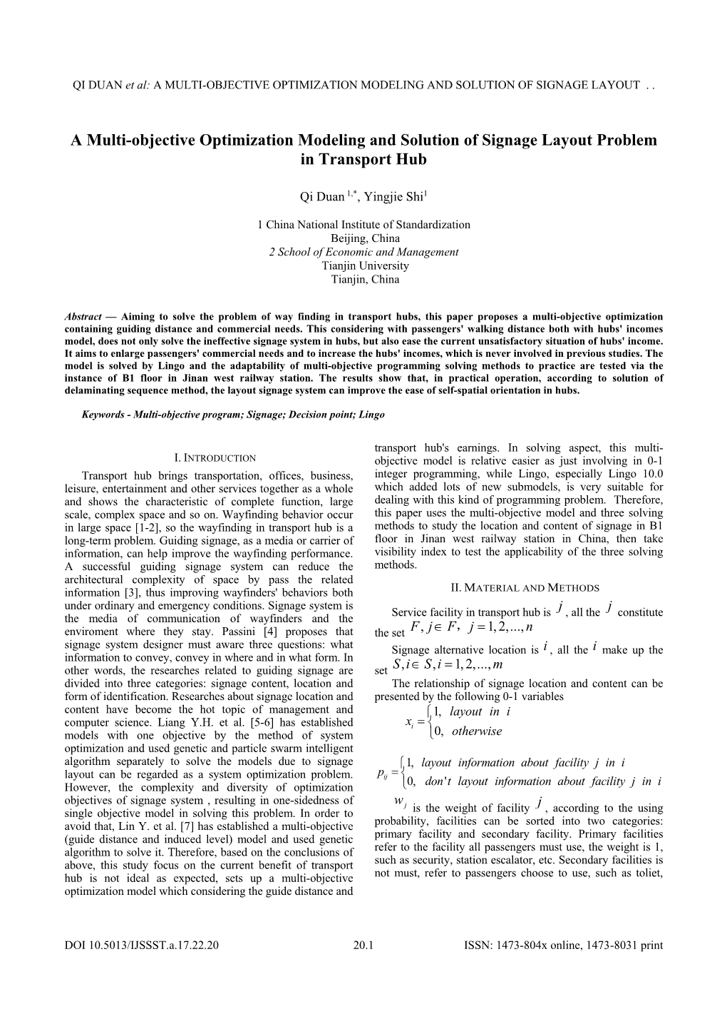 A Multi-Objective Optimization Modeling and Solution of Signage Layout Problem in Transport Hub