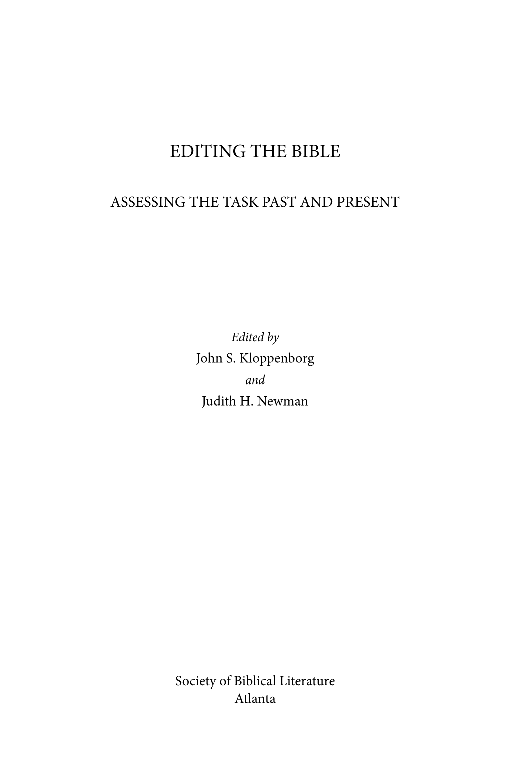 Editing the Bible