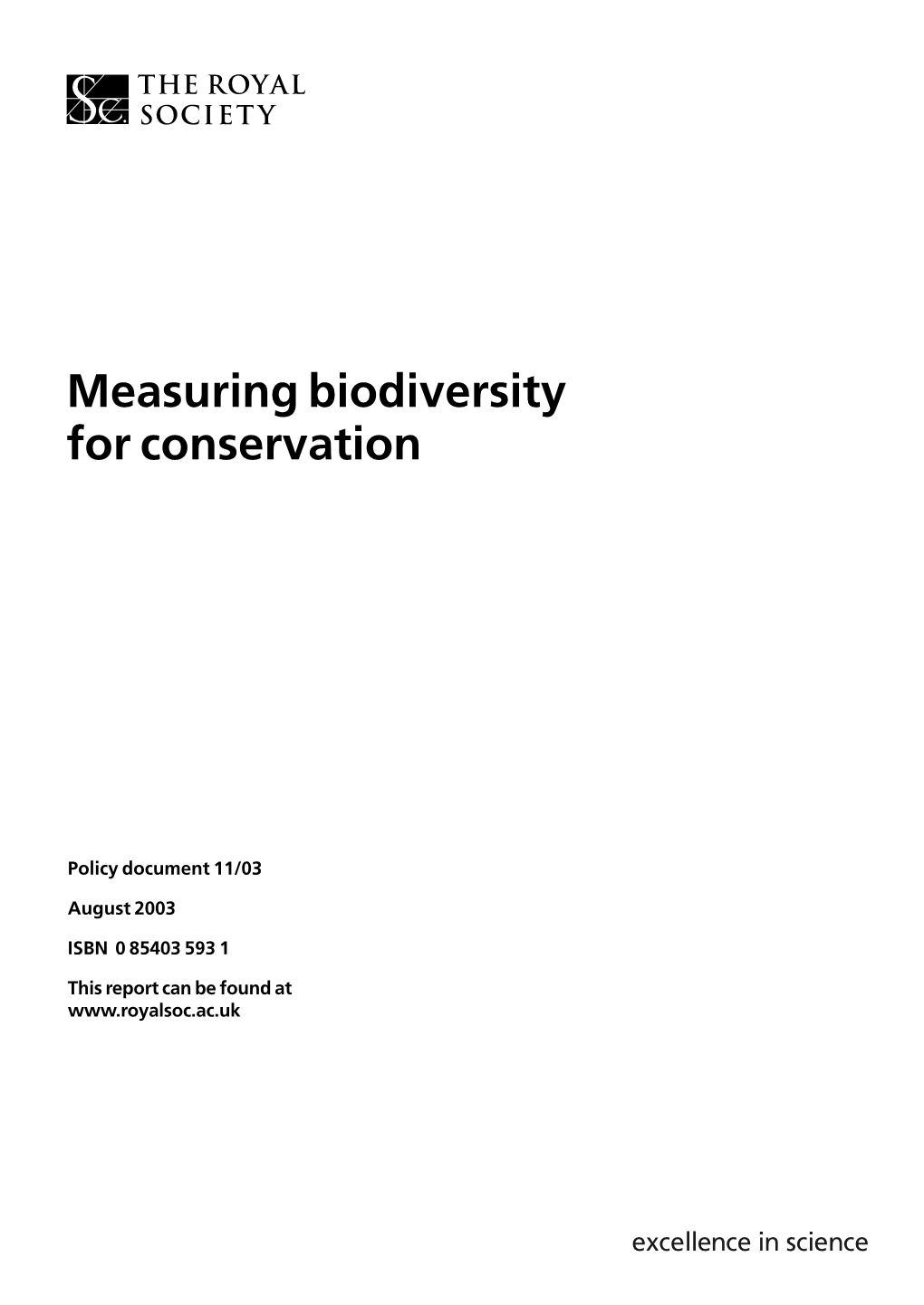 Measuring Biodiversity for Conservation