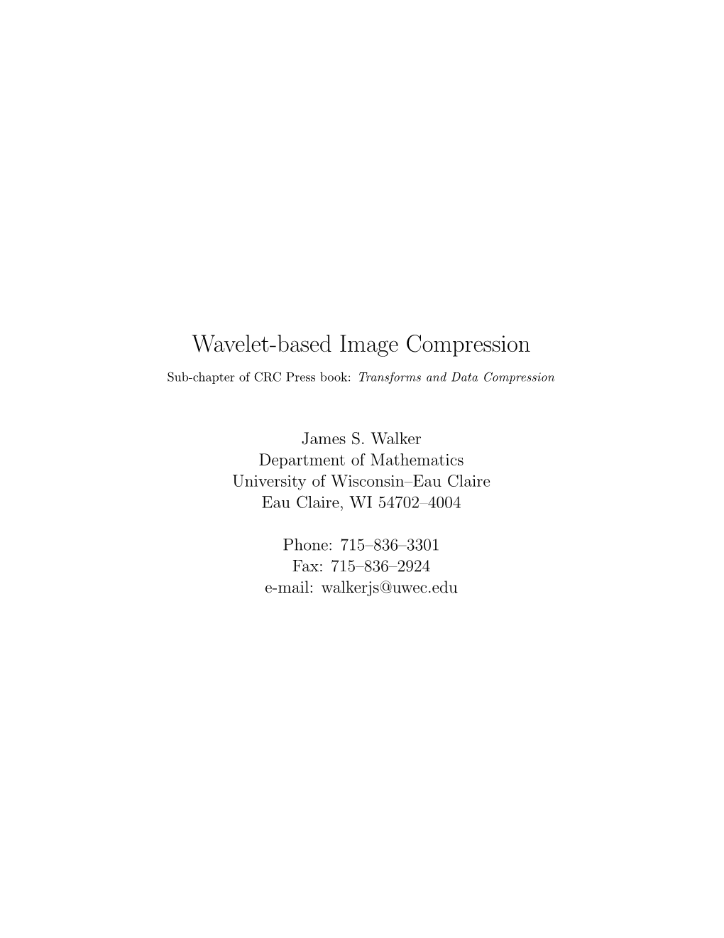 Wavelet-Based Image Compression