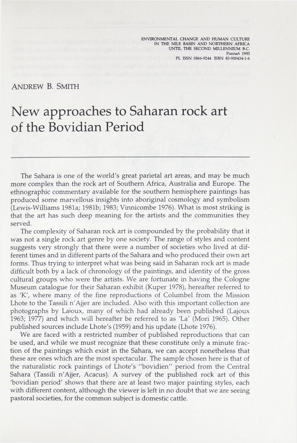 New Approaches to Saharan Rock Art of the Bovidian Period