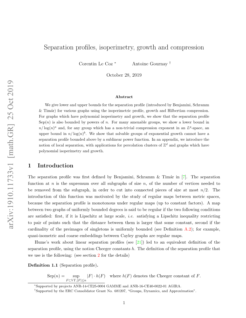 Separation Profiles, Isoperimetry, Growth and Compression