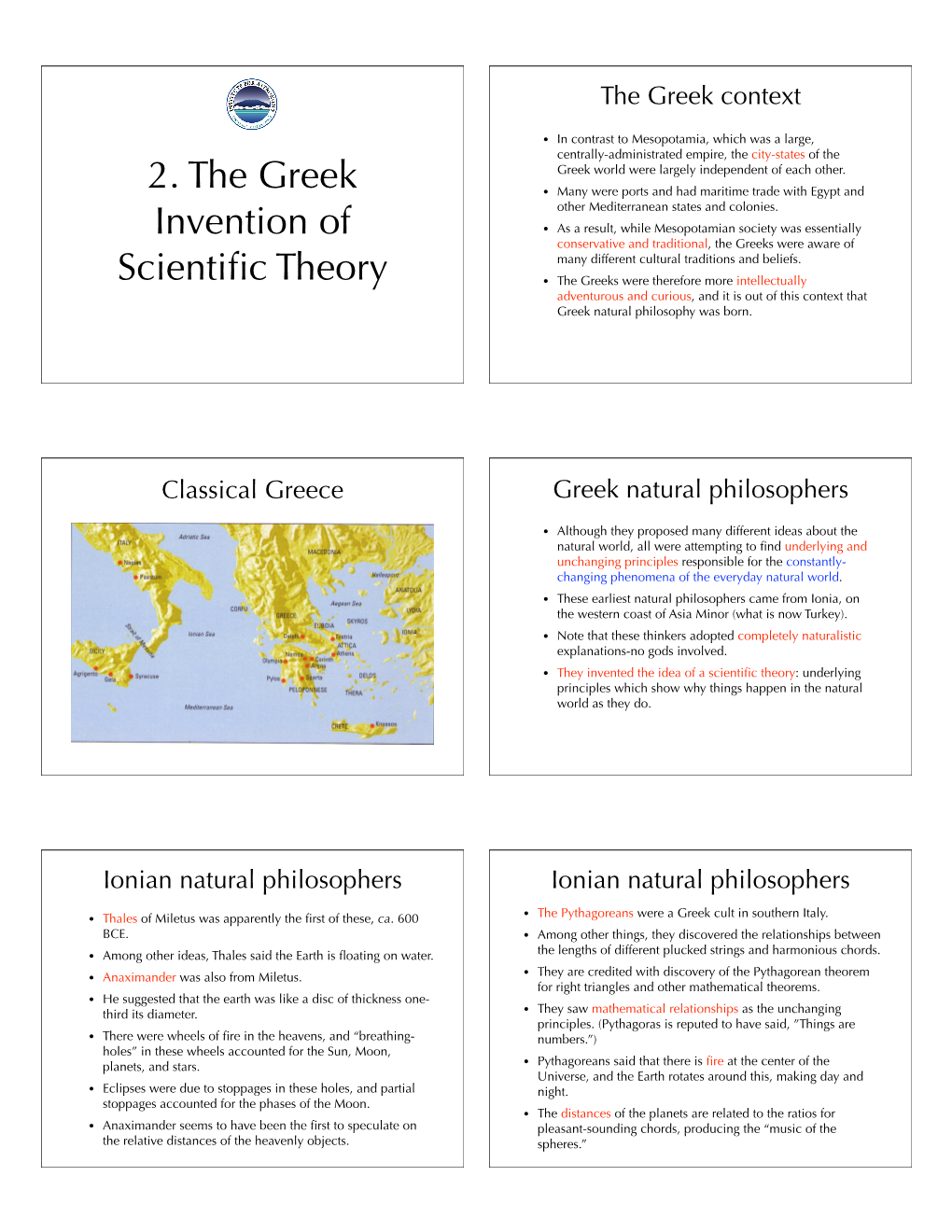 2. the Greek Invention of Scientific Theory