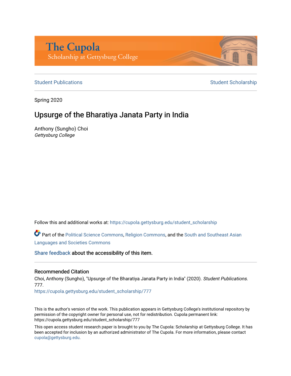 Upsurge of the Bharatiya Janata Party in India