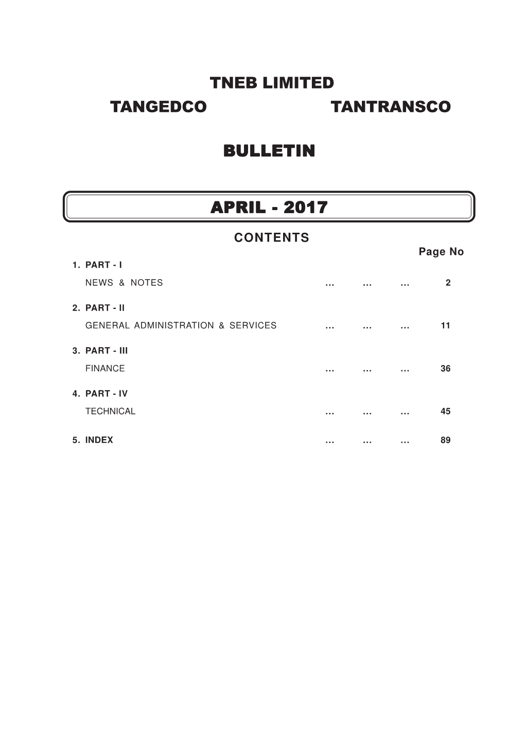 Tneb Limited Tangedco Tantransco Bulletin April